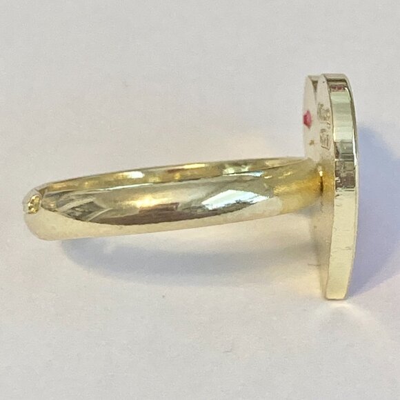 Vintage Disney Minnie Mouse Heart Ring Size 7 8 Signed Adjustable Red Enamel - Picture 5 of 12